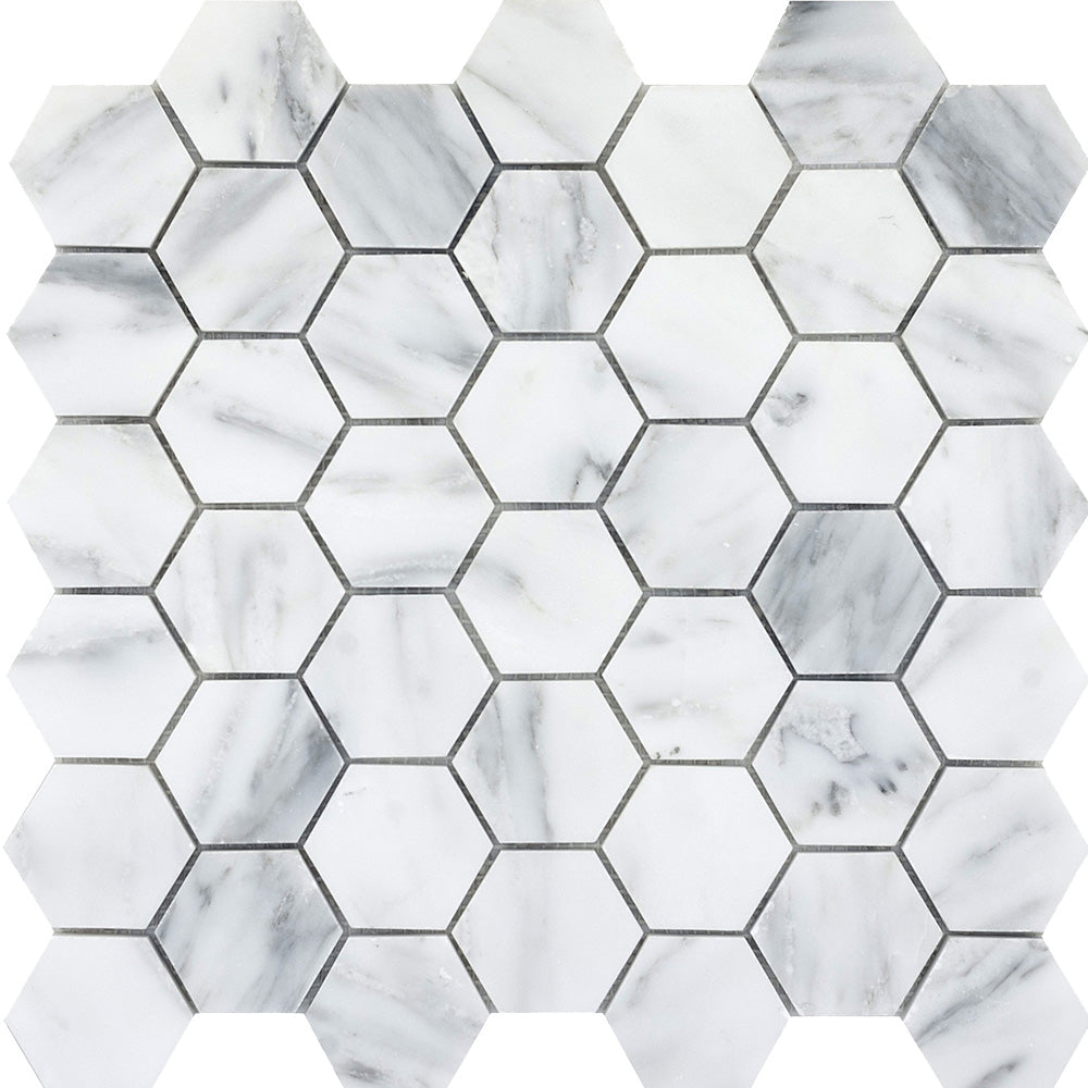 Emser Tile Marble Large Hexagon Mosaic 12" x 12"